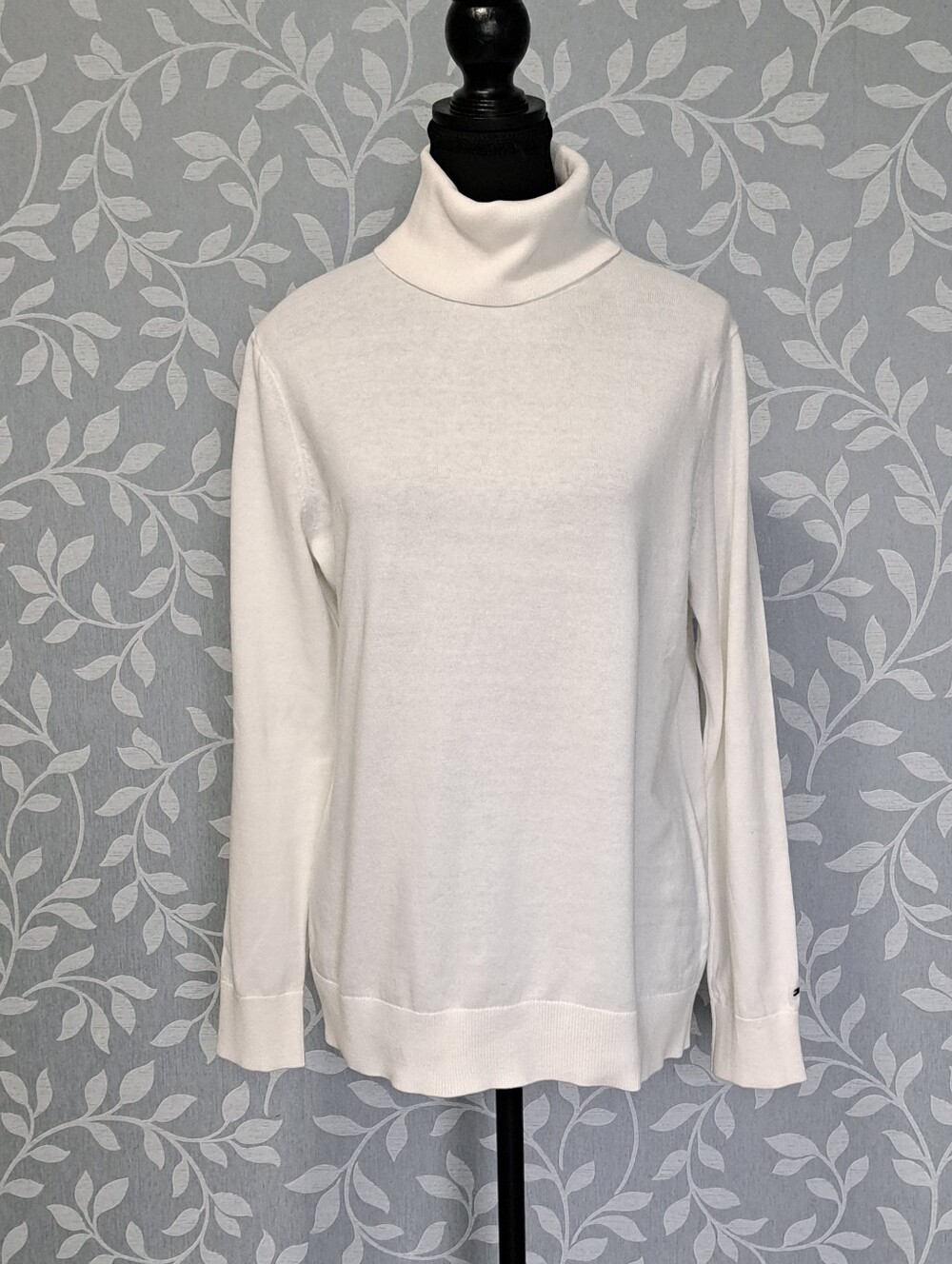 Tommy Hilfiger Turtleneck Sweater Womens Size Large Cream Neutral Cotton Classic